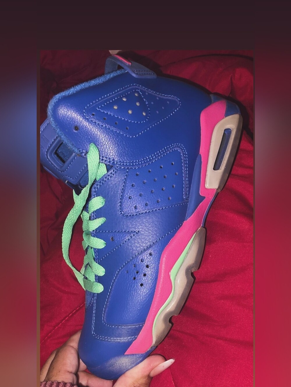 Air Jordan 6 Retro GG High-Top Game Royal with Pink and Neon Green Accents